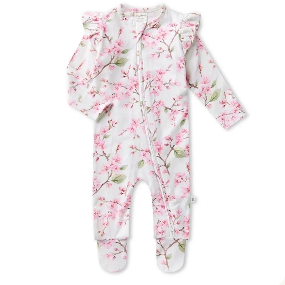 Floral newborn footie & swaddle blanket (NWT) bundle